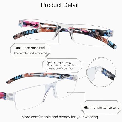 Image of YEIN 2 Pairs Blue Ligth Blocking Reading Glasses for Men and Women Fashion Square Frame Readers(Floral,+3.75)