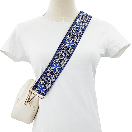 Image of Purse Strap Star Flower Pattern Trendy Bag Strap Replacement Adjustable Jacquard Belt for Purse Crossbody Guitar CameraBags (Grey+Olive)
