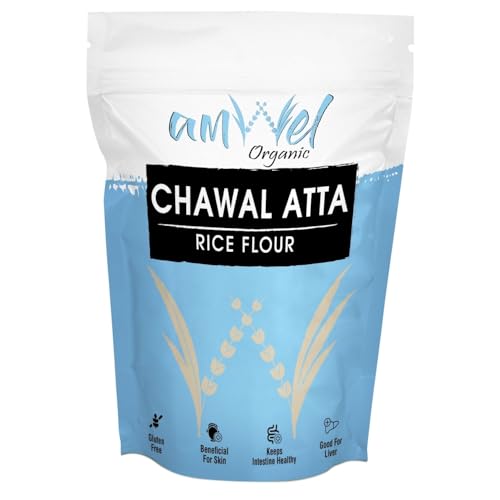 Amwel Organic Chawal Atta | Rice Flour 450g चावल का आटा | Vegan and Natural Gluten Free White Rice Flour (Vaccum Packed)