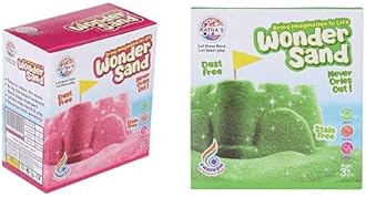 RATNA'S Wonder Sand with Tray - Smooth Sand for Kids (Pink & Green 500 Grams)