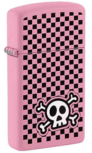  Zippo accendino 48680 Skull Design SLIM Rosa LIMITED EDITION Made in USA antivento ricaricabile