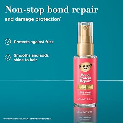 OGX Repair & Protect Bond Protein Repair 3-in-1 Oil Mist, Hair Oil Protects Dry, Damaged Hair Against Frizz, Strengthens & Maintains Shine, Hair Mist Formulated without Parabens, 1.7 oz