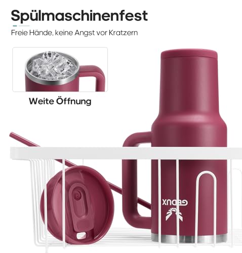 Image of Drinking Bottle with Straw, 1.2 L Thermal Mug with Handle, Leak-Proof