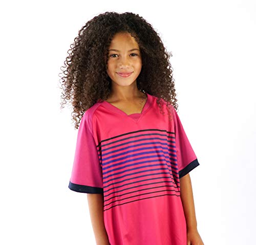 Pairformance Premium Soccer Uniforms For Kids, Sizes 6-12, Boys/Girls Sports Activewear Color Shirts - Black Shorts (Pink, Large) #TOP5