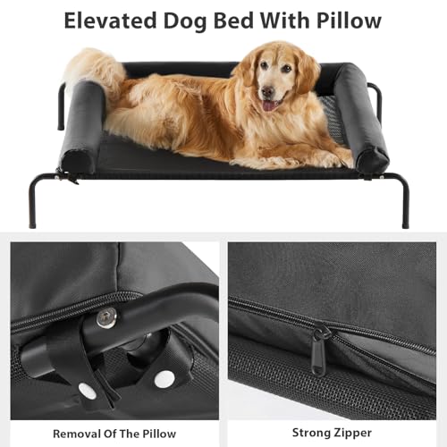 RRPETHOME Large Elevated Cooling Dog Bed, Raised Dog Cot Beds for Large Dogs, Elevated Outdoor Pet Cot, Chew Proof Portable Cooling Pet Cot with Skid-Resistant Feet and Breathable Mesh by RRPETHOME - Image 4