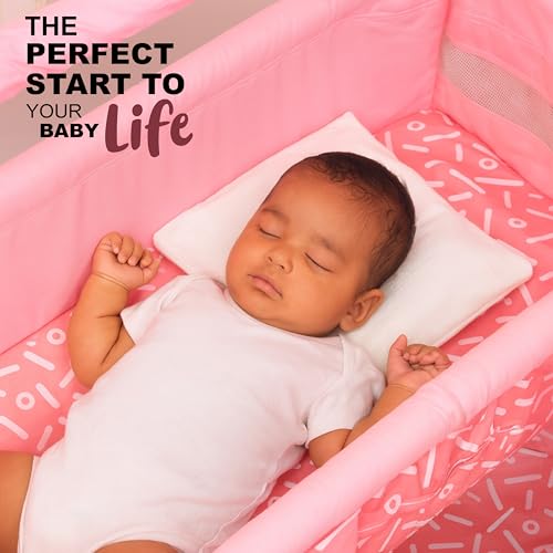 Image of Baby Cradle Swing with Polka Dot Pattern,Portable Foldable Design, Indoor Nursery Furniture (Pink 5)