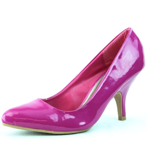 Qupid Women's Office Lady Party Clubbing Patent Leather Stilettos High Heel Pointy Pumps Fashion Shoes