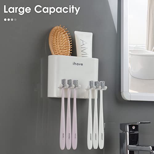 Ihave Toothbrush Holders For Bathrooms, 2 Cups Toothbrush Holder Wall Mounted Bathroom Accessories #TOP1