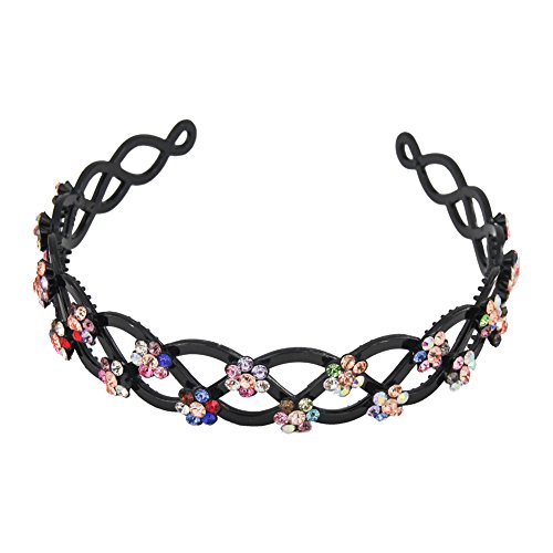 Yeshan Criss Cross Design Rhinestone and Crystal Strong Plastic Headband,Hairband for Women,Multicolors
