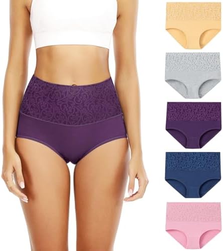 Senllori Women Cotton Underwear High Waist Panties Ladies Panty Plus Size Briefs Multipack