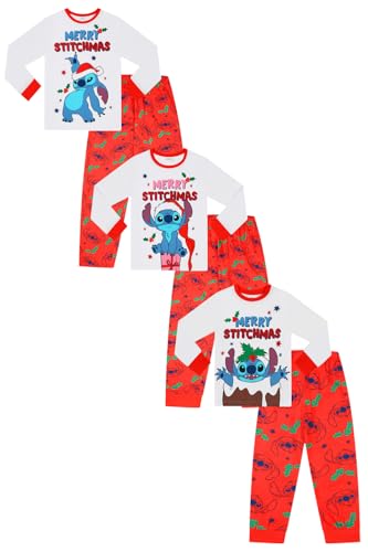 Disney Lilo and Stitch Merry Stitchmas Matching Family Pyjamas Xmas Mens Womens Boys Girls Pjs (12-14) White
