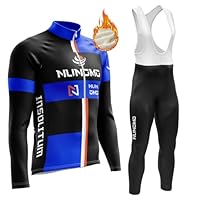 Heren Winter Fietspak Met Thermische Fleece - Lange Mouwen Shirt En Fietsbroek Met 9D Gel Pad, Winddicht En Warm