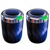 TyranCoupe Covered Car Ashtray, Removable Smoke-Free LED Blue Light Car Ashtray, Compatible with Standard Cup Holders in Various Car Models, Black and Silver, Luminous Button