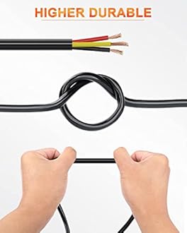 NAOEVO 18 Gauge Wire 3 Conductor Electrical Wire, 18 AWG Stranded PVC Cord, 12V Low Voltage/Tinned Copper/Flexible Cable for Automotive Wiring, Lamp Cord, Marine Cable (50FT)