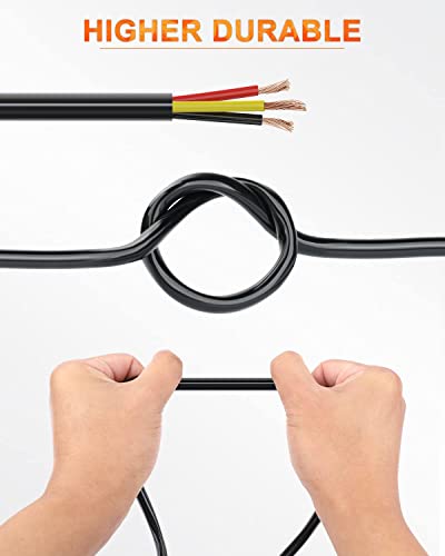 NAOEVO 18 Gauge Wire 3 Conductor Electrical Wire, 18 AWG Stranded PVC Cord, 12V Low Voltage/Tinned Copper/Flexible Cable for Automotive Wiring, Lamp Cord, Marine Cable (50FT)