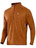 NORTHYARD Quarter Zip Pullover Men Running Shirt Long Sleeve Moisture Wicking Quick Dry Athletic Workout, Orangeheather, XL