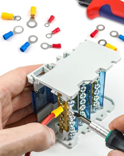 Miniatura 7 de Bolatus 20 Uds Terminales De Cable Anular, 4,0-6,0mm Diámetro De Agujero M5, Terminales De Cable Parcialmente Aislados De Pvc, Ojales De Cobre Rojo Estañado Amarillo