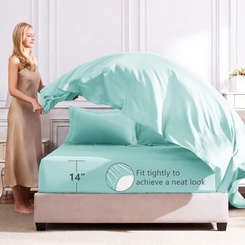 Image of CozyLux Full Size Comforter Sets Spa Blue - 7 Pieces Bed in a Bag Full, Luxury Soft Bed Set for All Seasons, Bedding Set with Down Alternative Comforter, Sheets, Pillowcases & Shams