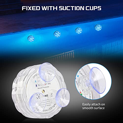 Pobomvom Submersible Led Lights With Remote, 16 Color Changing Pool Lights With Suction Cups, Battery Powered Led Lights For Pond, Hot Tub, Shower (4 Packs) #TOP3