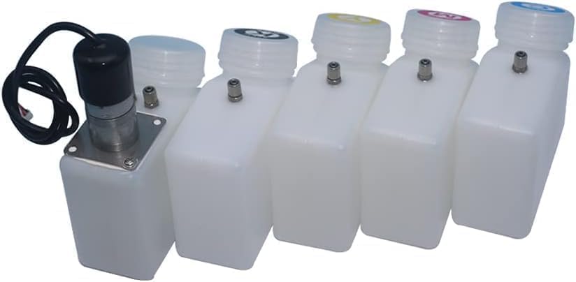 1Set DTF Ink Tank Cartridge CMYKW 5 Color Stirring Motor White Ink CISS System Ink Bottle System for L1800 L805 Series Printer (CMYKW)