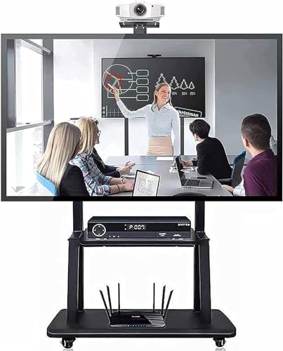 Soporte TV móvil ajustable negro con ruedas miniatura 1