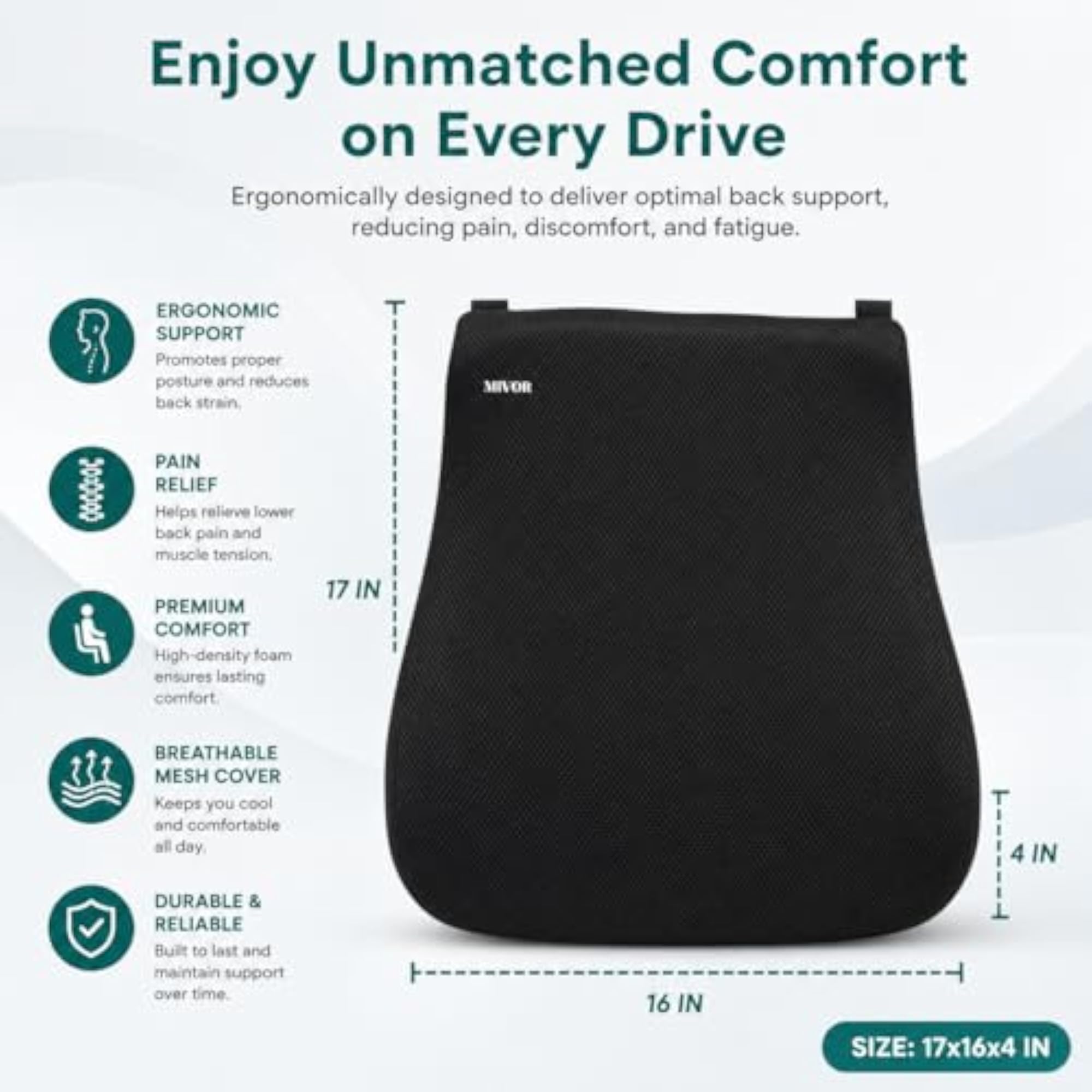Memory Foam Car Backrest Cushion & Lumbar Support