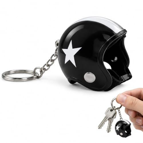 Llavero casco de Moto, Motorcycle Helmet Keychain, Negro, 1 Unidad