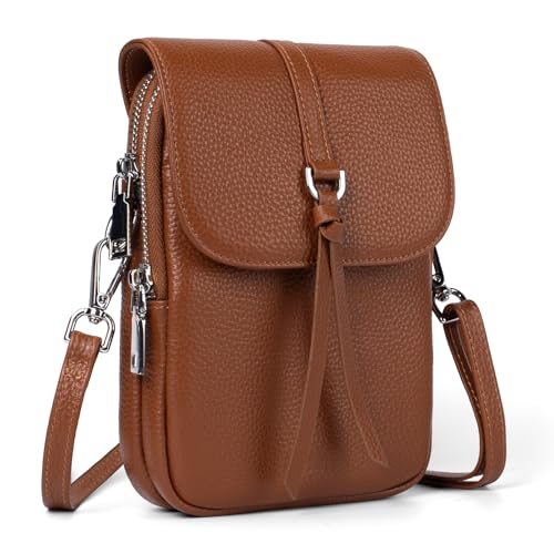 Image of befen Genuine Leather Small Crossbody Bags for Women Cell Phone Purse | Real Leather, RFID Blocking Card Slots, Multi Pockets, Cell Phone Bag, Travel Purse, Anti Theft