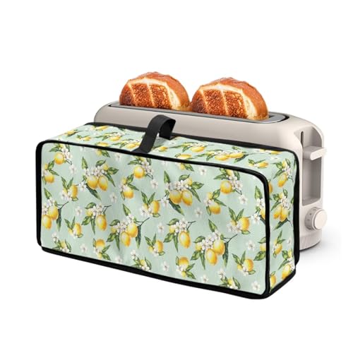 Babrukda Bread Maker Cover for Kitchen Toasters 2 Slice Long Slot Bakeware Protective Cover Reusable Kitchen Small Appliance Protector Trendy Bread Machine Bag Home Table Decor, Stylish Lemon