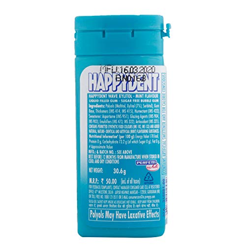 Image of Happydent Wave Xylitol Sugarfree Chewing Gum - Mint 30.6g