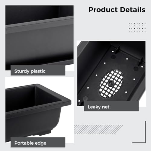 Bac de drainage plastique rectangulaire pot de fleur intérieur extérieur 6x