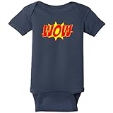 U.S. Custom Tees Wow Word Explosion Baby One Piece Newborn Navy