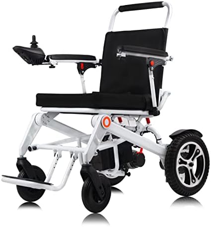 Lightweight Electric Wheelchair Folding Power Wheelchair for Seniors Weight Only 48Lbs with 12"Solid Rear Tires Support 220Lbs Dual Motors and Long Range 2 * 8Ah Lithium Batteries