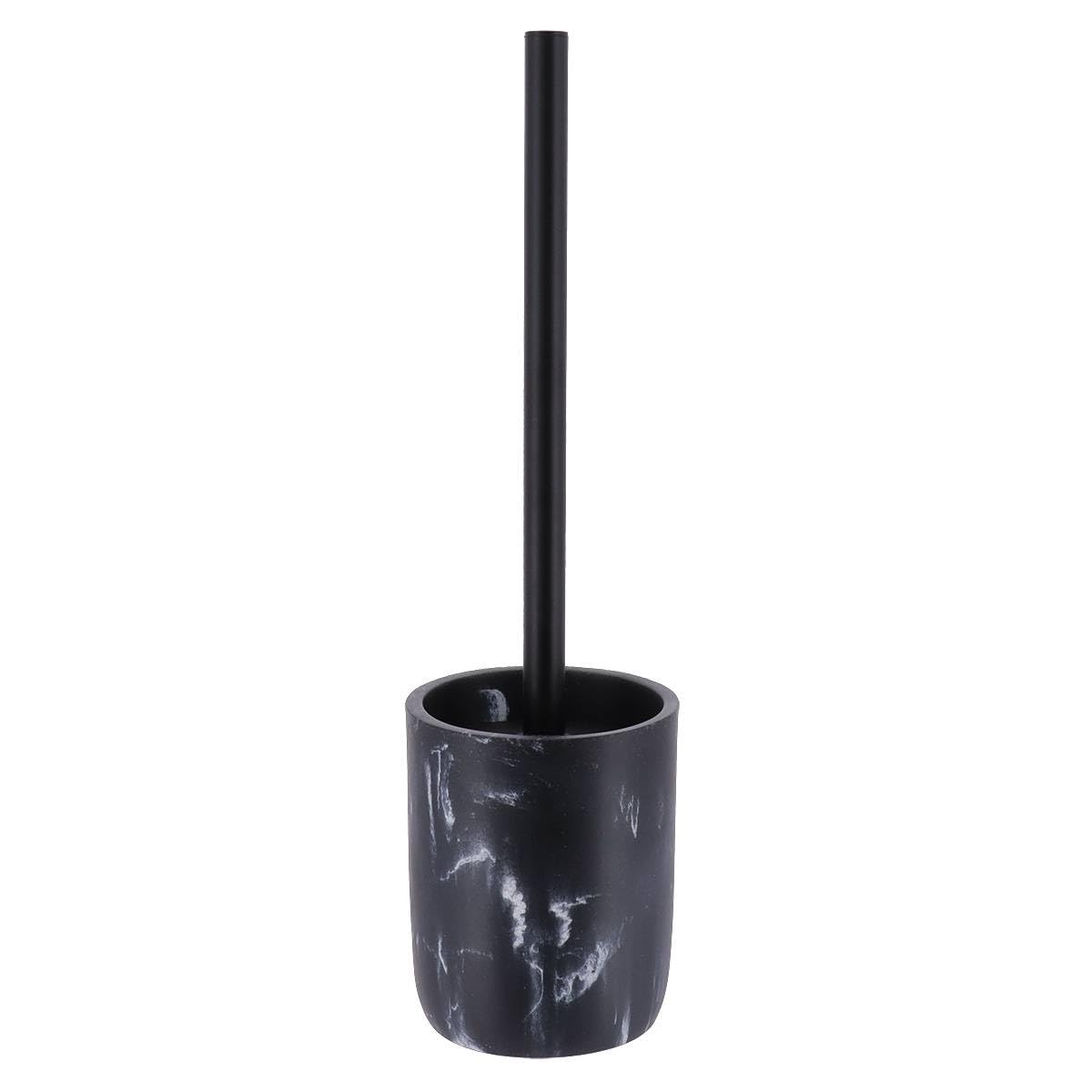 Tendance Black Toilet Brush With Holder In Resin Marble Look