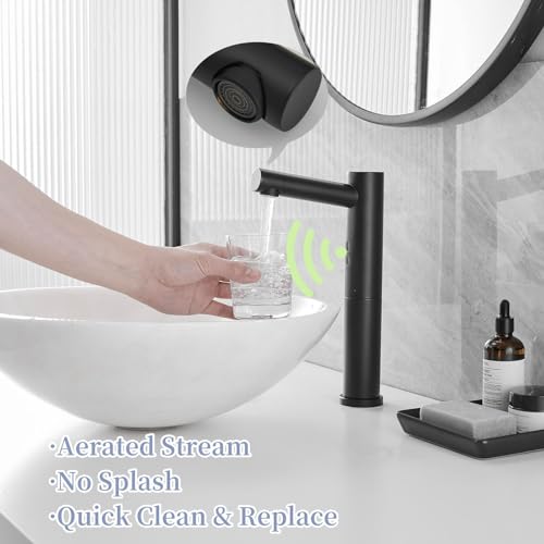 Greenspring Touchless Vessel Sink Faucet Automatic Sensor Bathroom Faucet Hands Free Smart Commercial Touchless Bathroom Sink Faucet With Control Box And Temperature Mixer, Black thumb #1