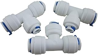 TmallTech 3/8"+3/8"+1/4" 3-Way Reducing Tee Tube Quick Connect for RO Reverse Osmosis (Pack of 3)