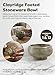Serene Spaces Living Clayridge Footed Stoneware Bowl - Decorative Ceramic Bowl with Pedestal Base, Rustic Centerpiece for Faux Plants & Home Decor 6.5