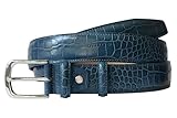 Fibbia argento Pasquale Cutarelli Cintura per Uomo con Effetto Pelle Coccodrillo Blu XX-Large 115cm