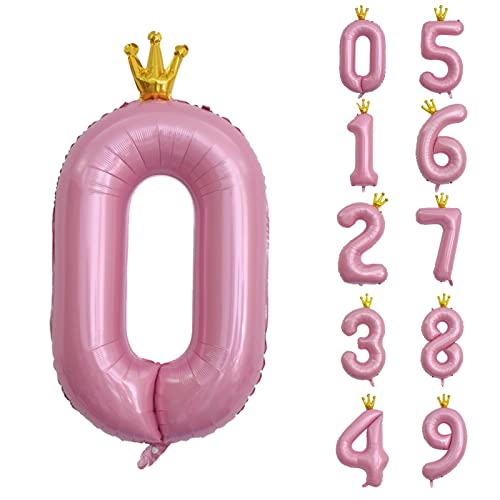 養楽堂 誕生日 数字バルーン 数字 王冠 40インチ 0-9 大きい 風船 セット バースデー パーティー デコレーション セット 飾り風船 パーティー お祝い 結婚式 記念日 お祝い 誕生日 飾り付け 子供 大人兼用 ピンク0