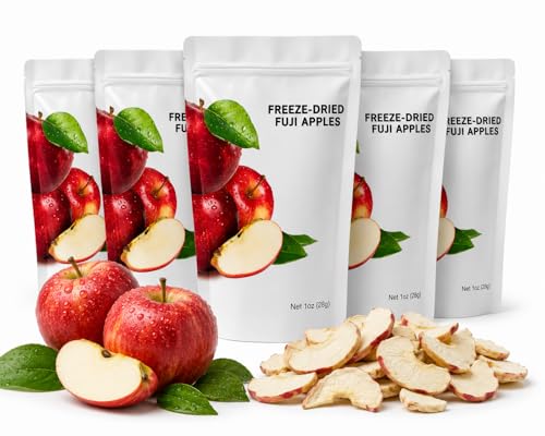 Wise Harvest Freeze Dried FUJI Apples, Slices, Five 1 oz Bags
