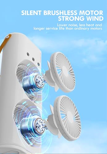 Image of Casaquin Ac Mini Cooler Fan for Room Cooling, Portable USB, 3-Mode with LED Light, Humidity Control, Aroma Diffuser Function, 3 Spray Modes for Office,Home,Dorm,Travel (Double Mist Sprey Fan)