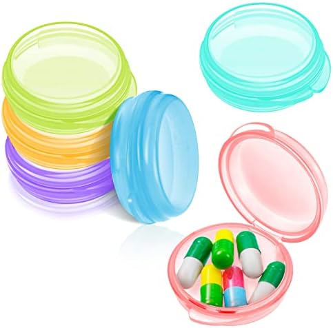6 Packs Small Pill Organizer Box, Travel Pill Container Portable Daily Mini Pill Case Holder for Pocket Purse Briefcase Travel Pills Medicine Cod Liver Oil Storage Box(Fresh Color)