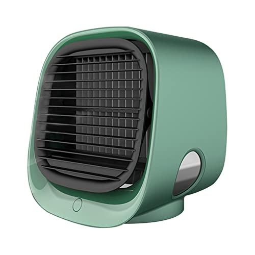 Luftkylare Fläkt Mini Desktop Luftkonditionering Med Nattljus Mini USB Vattenkylningsfläkt Luftfuktare Renare Multifunktion Sommar LäTt Att AnväNda(Green 01)