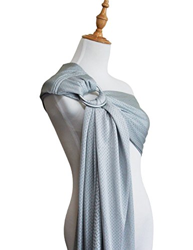 Vlokup Baby Water Ring Sling Carrier | Lightweight Breathable Mesh Baby Wrap for Infant, Newborn, Kids and Toddlers | Perfect for Summer, Swimming, Pool, Beach | Great for Dad too light Gray - Thumbnail 6