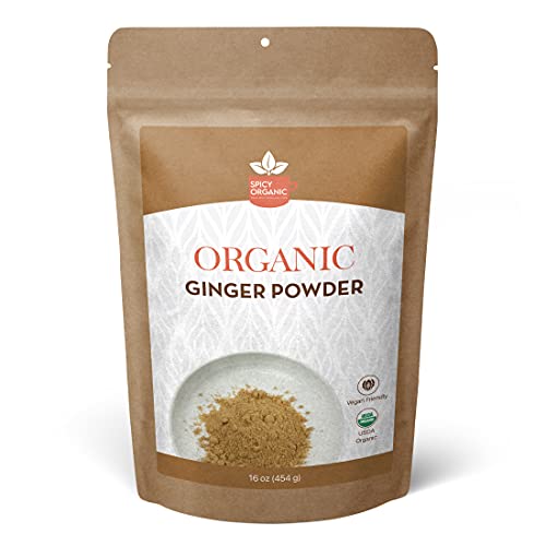 Spicy Organic Ginger Powder - 100% Pure Usda Organic - Non-Gmo, Gluten-Free - Comes In A Resealable Pack - Raw Ground Ginger Root - 44 Servings Per Container, 16 Oz (454 Grams) #TOP4
