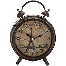 Deco 79 Metal Eiffel Tower Clock with Bell Style Top, 6" x 3" x 9", Black