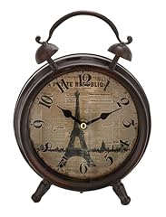 Deco 79 Metal Eiffel Tower Clock with Bell Style Top, 6 " x 3 " x 9 ", Black product