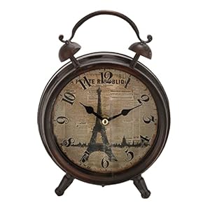 Deco 79 Metal Eiffel Tower Clock with Bell Style Top, 6″ x 3″ x 9″, Black