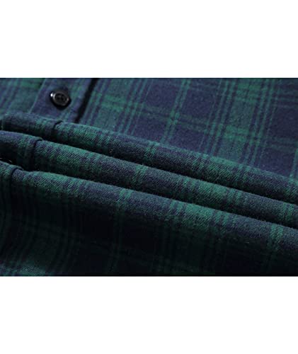 Image of SCODI Mens Flannel Hoodie Shirt Casual Button Down Plaid Long Sleeve Shirts | Machine Wash, Business, Vacation, Office, Party, Daily, Outdoor, Vintage, Classic, Stylish, Adjustable Cuffs, with Pocket