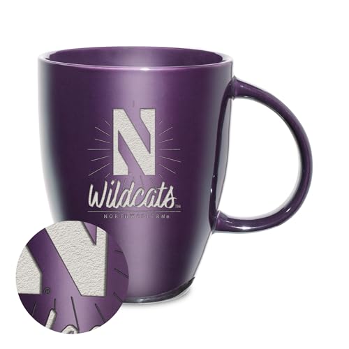 Rico Industries NCAA Northwestern Wildcats Sunburst Purple 18oz Laser Engraved Ceramic Lustre Mug